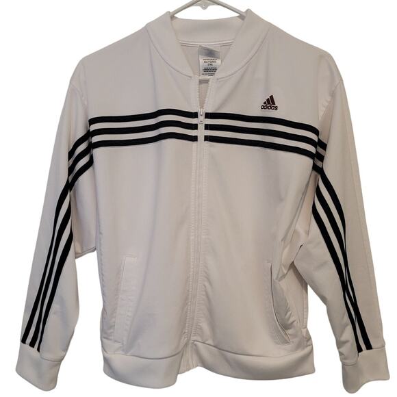 Adidas White Full Zip Track Jacket Youth XL Three Stripes Logo Streetwear - Picture 1 of 8
